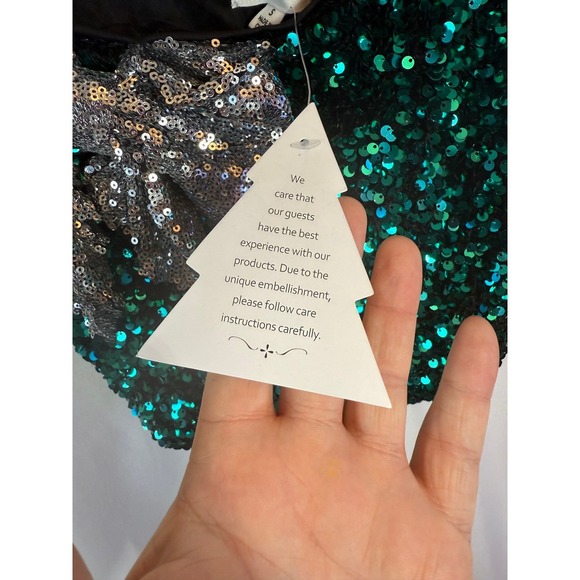 Love On A Hanger Sequin NWT Bow Crop Top Emerald Green Silver Sparkle Y2K Glam - Picture 5 of 7